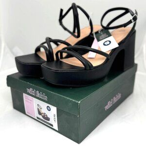 Wild Fable Black Astro Strappy Heels 4" Platform w/ Memory Foam Womens Sz 13 NIB